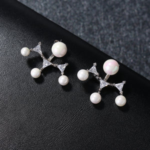 Luxury 925 Sterling Silver Dazzling Zirconia Pearl Earrings