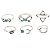 Sweet Set of Finger Rings Sun Moon Triangle Geometric Rings