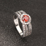 Elegant Women Ring Luxury White Gold Plated Sapphire Ruby Anallergic Wedding Bridal Ring Best Gift