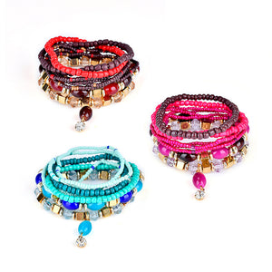 Women's Bohemian Bracelet Colorful Multilayer Beads Charming Bracelet