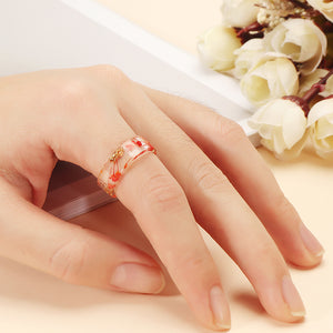 Trendy Resin Flower Invitation Plant Epoxy Women Finger Ring