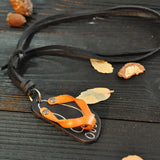 Genuine Leather Flip-Flops Outdoor Beach Necklace