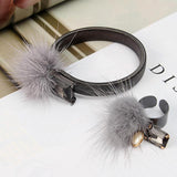 Trendy Fuzzy Ball Rhinestone Elastic Bracelets Finger Rings