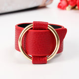 Trendy PU Leather Alloy Circle Bracelet For Women