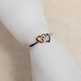 Sweet Gold Silver Heart Women Ring Classic Anallergic