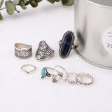 8 Pcs Bohemian Turquoise Gem Knuckle Ring Set for Women