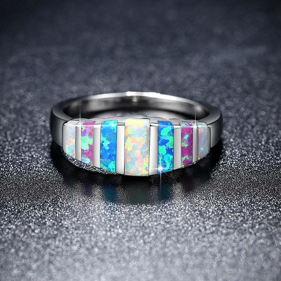 Unisex Trendy Colorful Opal Casual Rings Wedding Jewerly