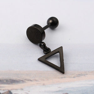 1 Piece Titanium Steel Earrings Fashion 316L Stainless Steel Triangle Pendant Ear Stud for Men Women