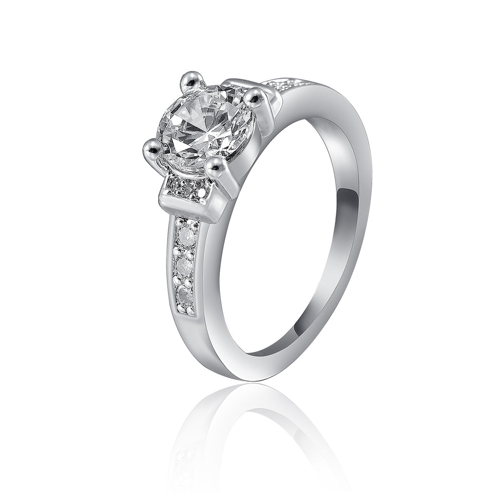 ROXI 18k White Gold Plated Platinum Wedding Hand-crafte Ring