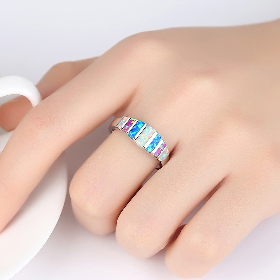 Unisex Trendy Colorful Opal Casual Rings Wedding Jewerly