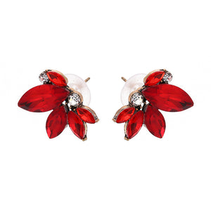 Elegant Crystal Wings Ear Stud Flower Rhinestones Earrings Gift for Her