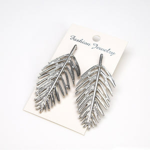 Trendy Ear Drop Leaves Silver Gold Earrings Statement