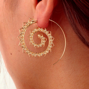 Big Circle Hoop Exaggerated Spiral Heart Drop Shape Earrings