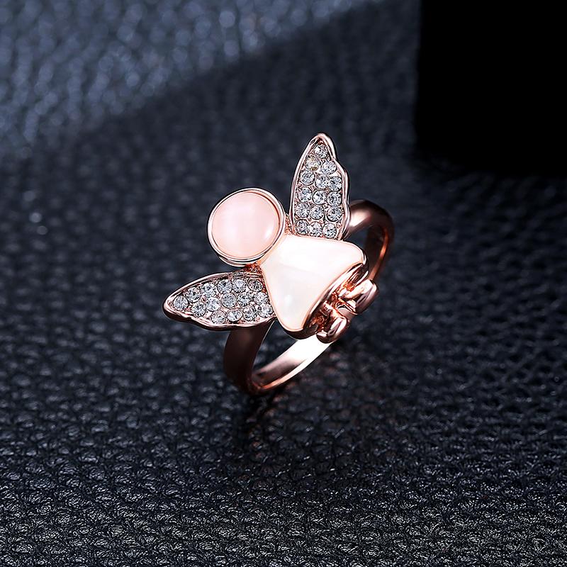 Sweet Angel Opal Ring Clothing Accessories Rose Gold Plated Anallergic Jewelry for Women