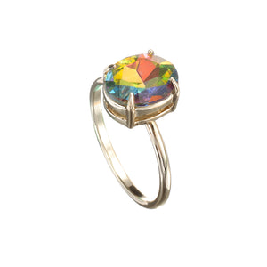 Simple Adjustable Crystal Open Ring Colorful Gemstone Gold