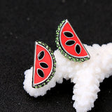 Fashion Rhinestone Enamel Watermelon Piercing Earring