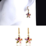 Gold Plated Colorful Zircon Crystal Flower Earrings Ear Studs For Women