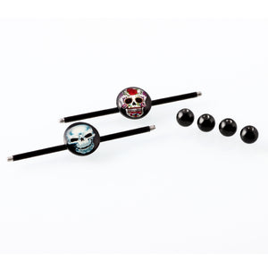 Unisex Retro Ear Holes Industrial Barbell Skull Ear Stud