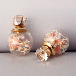 Trendy Ear Stud Double Color Baby's Breath Glass Ball Flower Earrings