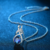 Trendy Sterling Silver Blue Rhinestone Pendant Necklaces