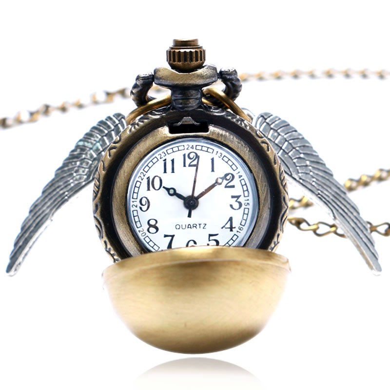 Golden Wings Snitch Quartz Pocket Watch Necklace