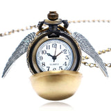 Golden Wings Snitch Quartz Pocket Watch Necklace