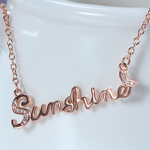 925 Sterling Silver Sunshine Letter Word Women Necklace Chain Jewelry