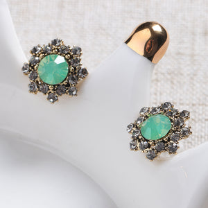 Simple Gemstone Ear Stud Micro Paved Flower Earring Classic