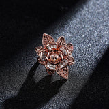 Champagne Gold Zircon Lifelike Flower Elegant Accessories Ring Rose Gold Rhinestone Ring