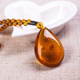 Trendy Resin Amber Flower Beads Pendant Women Necklace