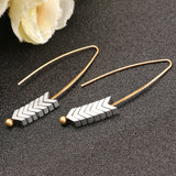 Trendy Stylish Natural Ore Multicolor Texture Arrowhead Earring Jewelry for Women