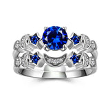 Trendy Sapphire Star Moon Ring Set Jewelry Gift for Women