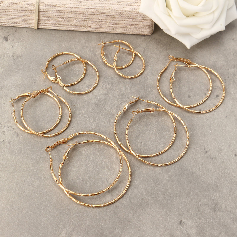 6 Pairs Fashion Hoop Earrings Set Gold Silver Stud Earrings Women Jewelry