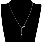 Pendant Necklace Elegant Chain Beer Wineglass Silver