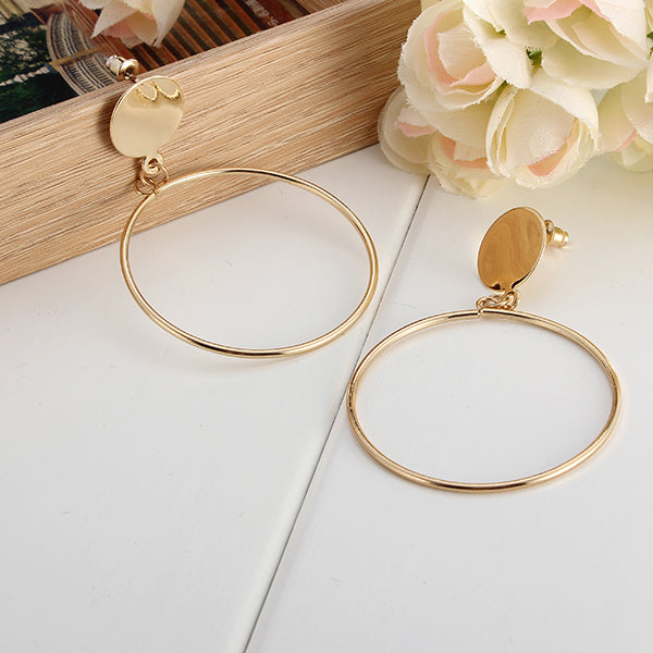 Stylish Big Hollow Circle Metal Simple Drop Earrings