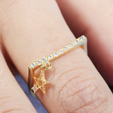 Unique Hollow Star Pendannt Zircon 18K Gold Irregular Rings