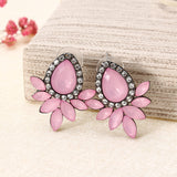 Sweet Drop Rhinestones Women's Crystal Flower Leaf Earrings