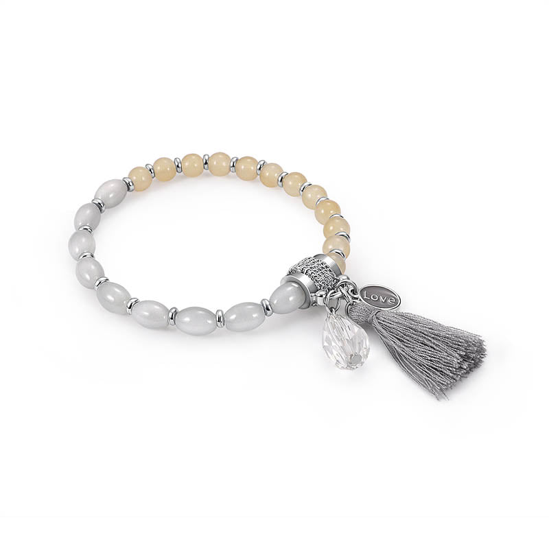 Trendy Women's Beaded Tassel Bracelet Love Charm