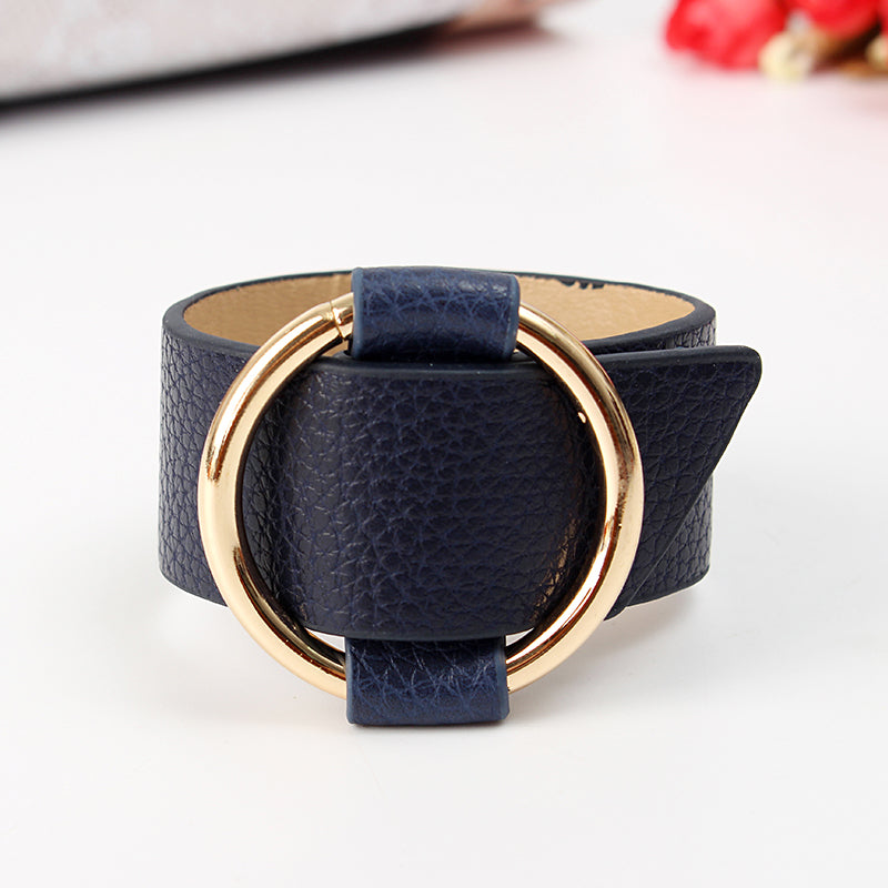 Trendy PU Leather Alloy Circle Bracelet For Women 