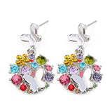 Sweet Colorful Crystal Flower Ear Drop Butterfly Earrings