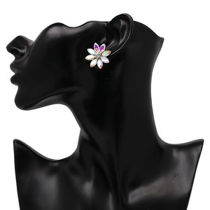 Sweet Women's Colorful Flower Rhinestones Crystal Earrings