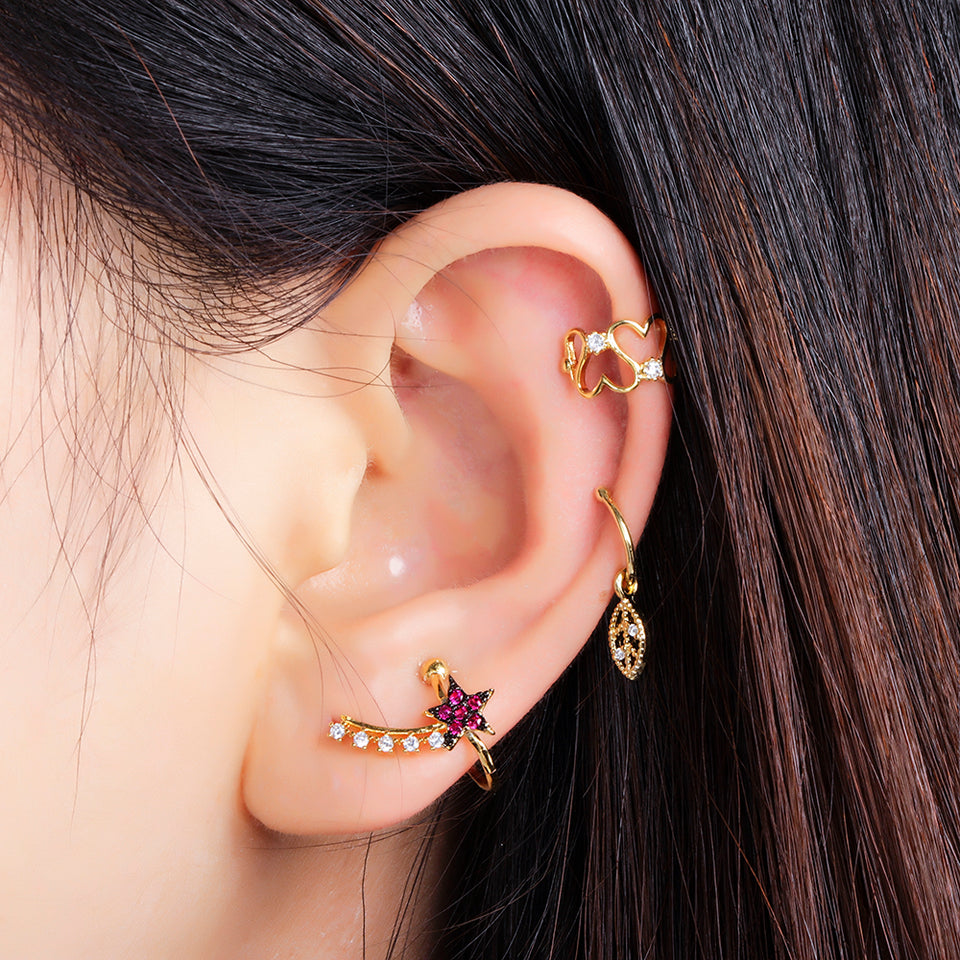 JASSY 3 Pcs 18K Gold Ear Clip Earring