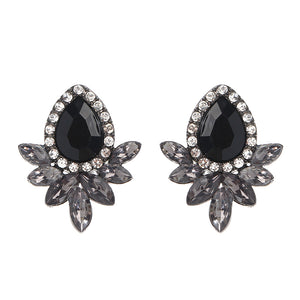 Sweet Drop Rhinestones Women's Crystal Flower Leaf Earrings