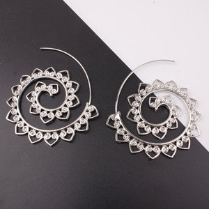 Big Circle Hoop Exaggerated Spiral Heart Drop Shape Earrings