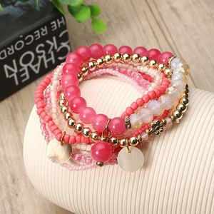 Bohemian Women Bracelet Crystal Beads Multilayer Bracelets Gift for Women