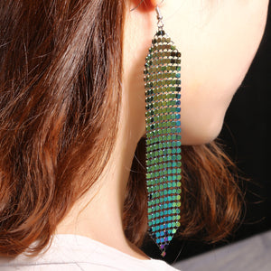 Tassels Long Earrings Sequins Geometric Drop Fashion Jewelry for Women