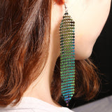 Tassels Long Earrings Sequins Geometric Drop Fashion Jewelry for Women