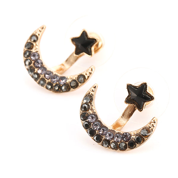 Moon Star Earrings Sweet Rhinestone Women Gift