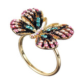 Fashion Colorful Butterfly 18K Gold Ring Luxury