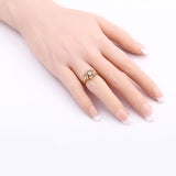 Trendy Flower Gold Rings Luxury Zirconia Ring Wedding